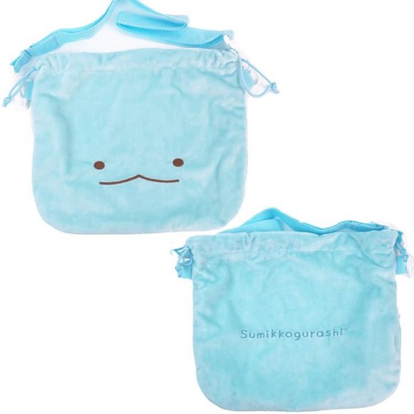 San-x Sumikko gurashi Large Plush Pouch Drawstring Pouch Lizard Crossbody Bag - Picture 2 of 14